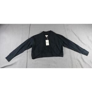 New Pact Organic Womens Jacket Medium Large Black Edith Shrug Cropped
